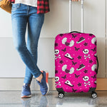 Pink Emo Symbols Pattern Print Luggage Cover