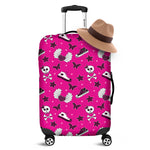 Pink Emo Symbols Pattern Print Luggage Cover