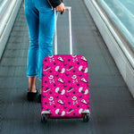 Pink Emo Symbols Pattern Print Luggage Cover