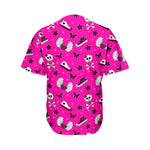 Pink Emo Symbols Pattern Print Men's Baseball Jersey