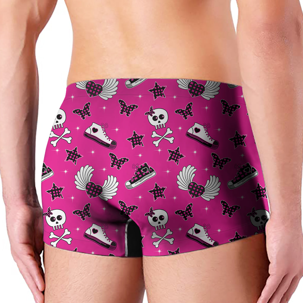 Pink Emo Symbols Pattern Print Men's Boxer Briefs