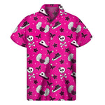 Pink Emo Symbols Pattern Print Men's Short Sleeve Shirt