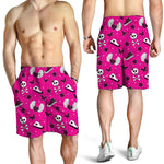 Pink Emo Symbols Pattern Print Men's Shorts