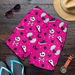 Pink Emo Symbols Pattern Print Men's Shorts