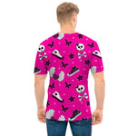 Pink Emo Symbols Pattern Print Men's T-Shirt