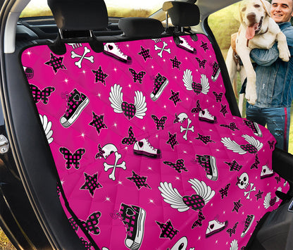 Pink Emo Symbols Pattern Print Pet Car Back Seat Cover