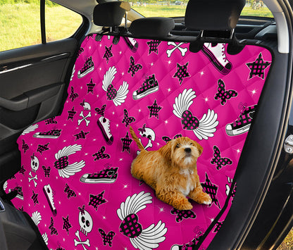 Pink Emo Symbols Pattern Print Pet Car Back Seat Cover