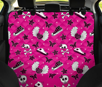 Pink Emo Symbols Pattern Print Pet Car Back Seat Cover