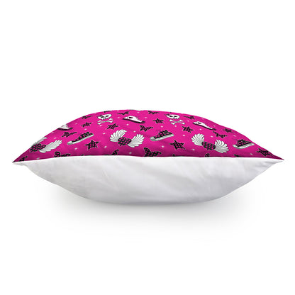 Pink Emo Symbols Pattern Print Pillow Cover
