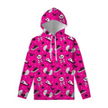 Pink Emo Symbols Pattern Print Pullover Hoodie
