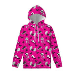 Pink Emo Symbols Pattern Print Pullover Hoodie
