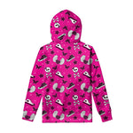 Pink Emo Symbols Pattern Print Pullover Hoodie