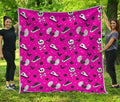 Pink Emo Symbols Pattern Print Quilt
