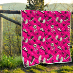 Pink Emo Symbols Pattern Print Quilt
