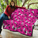 Pink Emo Symbols Pattern Print Quilt