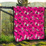 Pink Emo Symbols Pattern Print Quilt