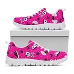 Pink Emo Symbols Pattern Print White Sneakers