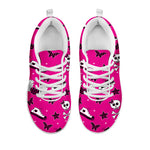Pink Emo Symbols Pattern Print White Sneakers