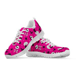 Pink Emo Symbols Pattern Print White Sneakers
