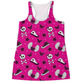 Pink Emo Symbols Pattern Print Women's Racerback Tank Top