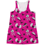 Pink Emo Symbols Pattern Print Women's Racerback Tank Top