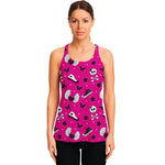 Pink Emo Symbols Pattern Print Women's Racerback Tank Top