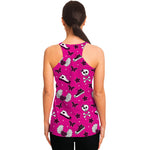 Pink Emo Symbols Pattern Print Women's Racerback Tank Top