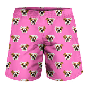 Pink English Bulldog Pattern Print Men's Shorts