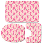 Pink Flamingo Pattern Print 3 Piece Bath Mat Set