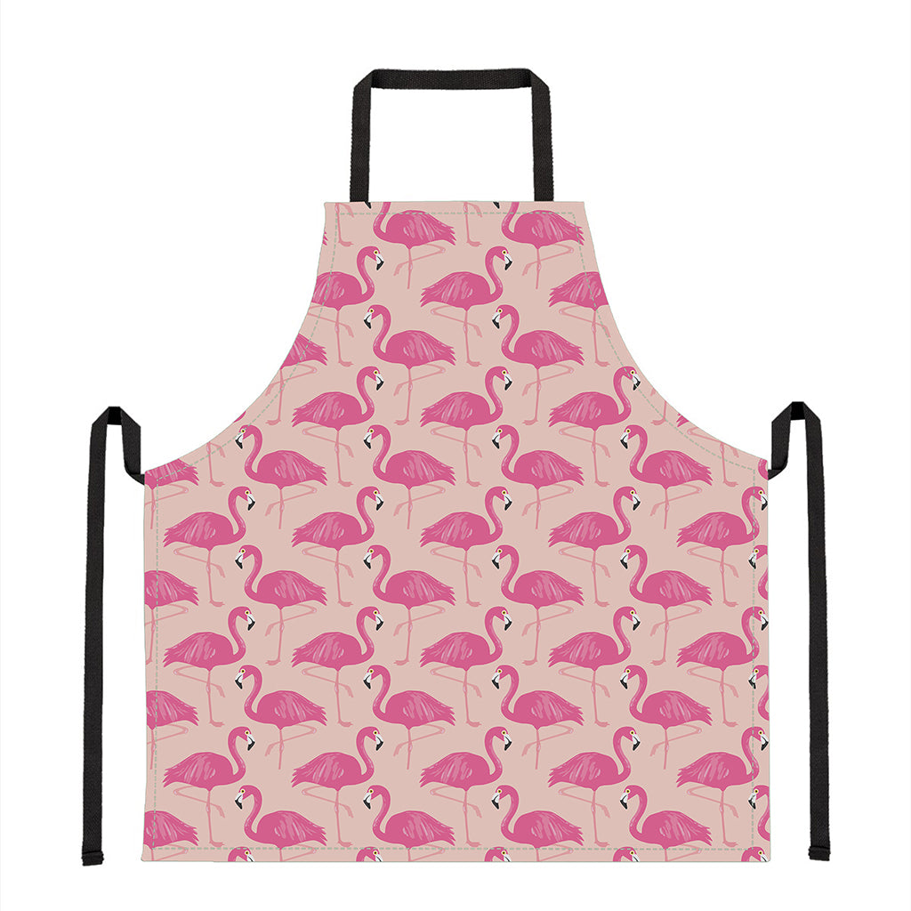 Pink Flamingo Pattern Print Apron