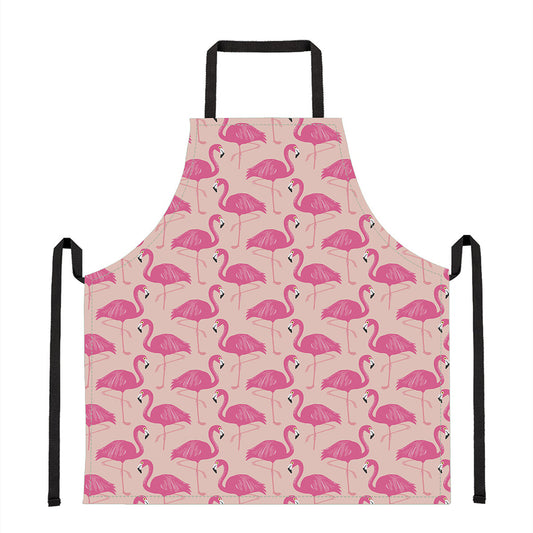Pink Flamingo Pattern Print Apron