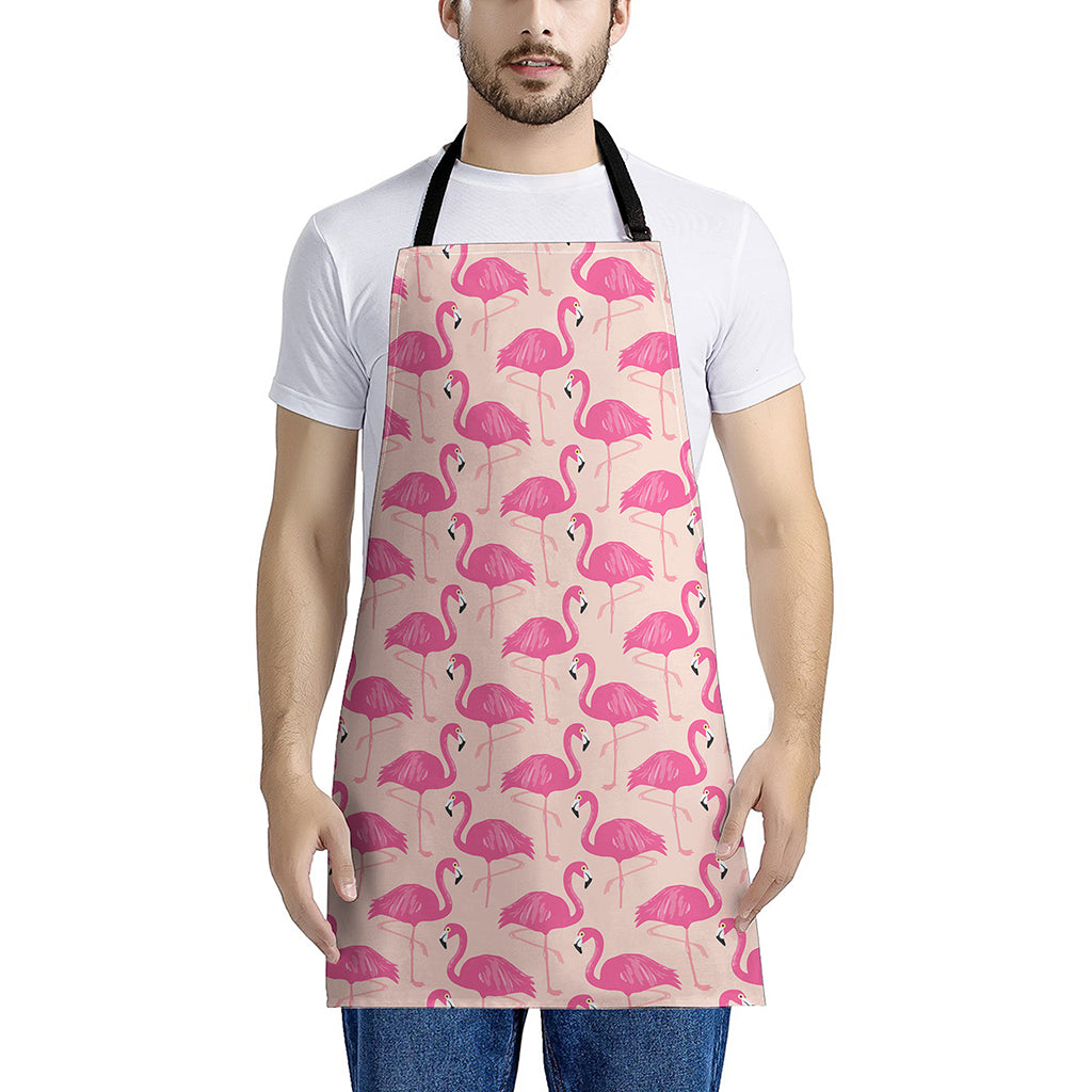Pink Flamingo Pattern Print Apron
