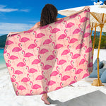 Pink Flamingo Pattern Print Beach Sarong Wrap