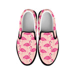 Pink Flamingo Pattern Print Black Slip On Shoes