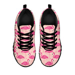 Pink Flamingo Pattern Print Black Sneakers