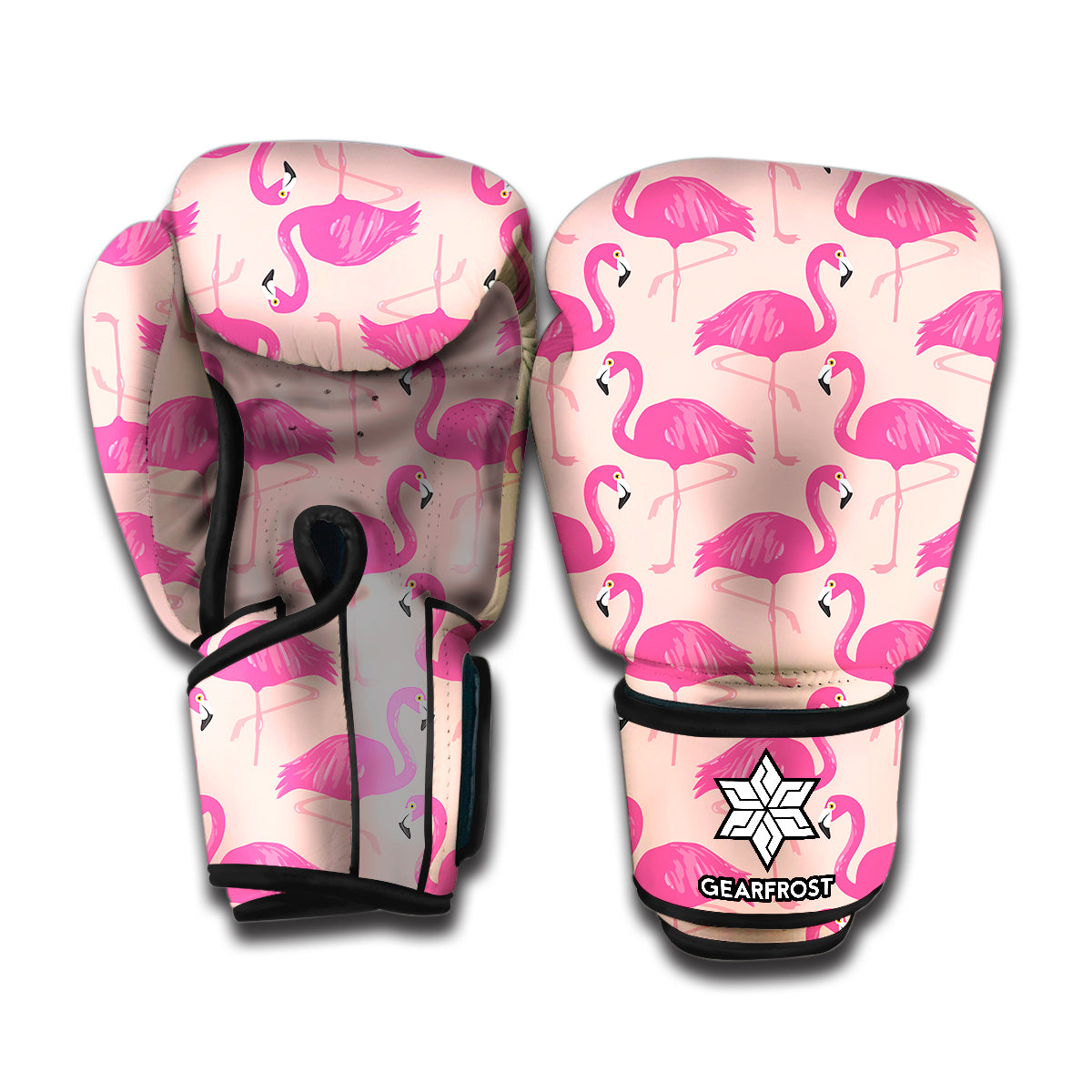 Pink Flamingo Pattern Print Boxing Gloves