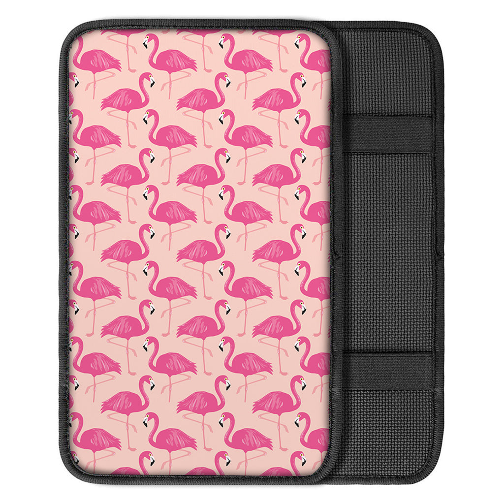 Pink Flamingo Pattern Print Car Center Console Cover