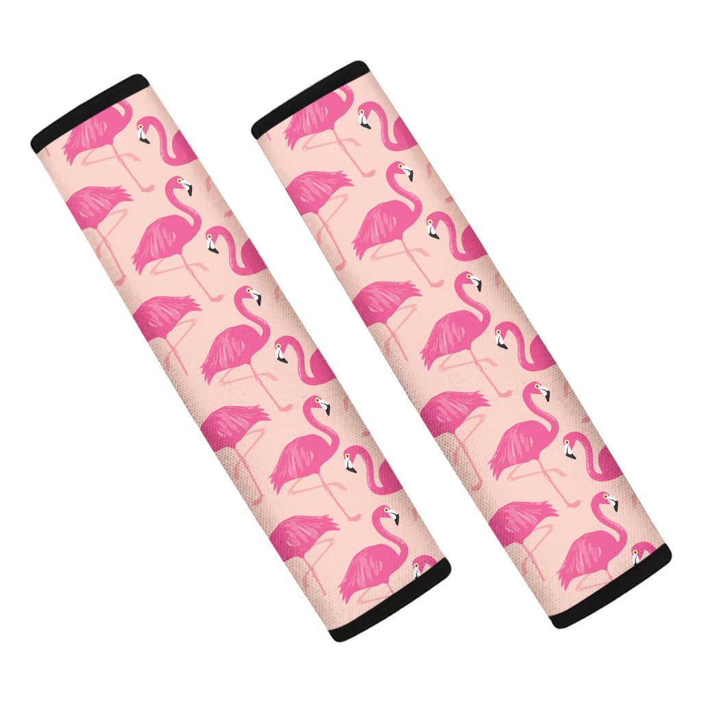 Pink Flamingo Pattern Print Car Seat Belt Covers