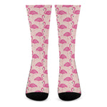 Pink Flamingo Pattern Print Crew Socks