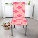 Pink Flamingo Pattern Print Dining Chair Slipcover