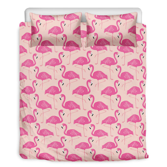 Pink Flamingo Pattern Print Duvet Cover Bedding Set