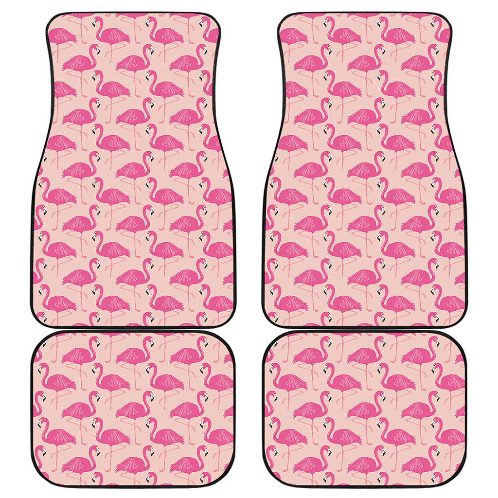 Pink Flamingo Pattern Print Front and Back Car Floor Mats