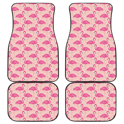 Pink Flamingo Pattern Print Front and Back Car Floor Mats