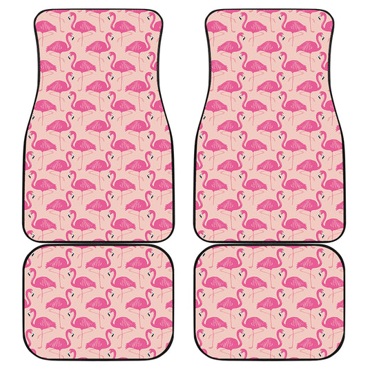 Pink Flamingo Pattern Print Front and Back Car Floor Mats