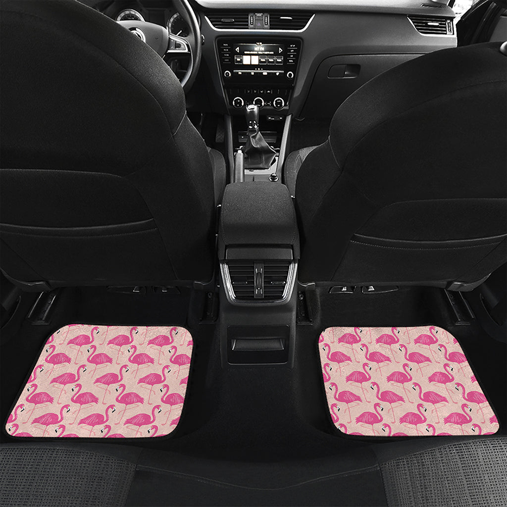 Pink Flamingo Pattern Print Front and Back Car Floor Mats