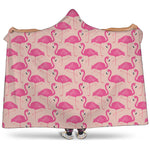 Pink Flamingo Pattern Print Hooded Blanket