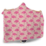 Pink Flamingo Pattern Print Hooded Blanket