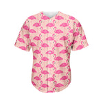 Pink Flamingo Pattern Print Men's Baseball Jersey