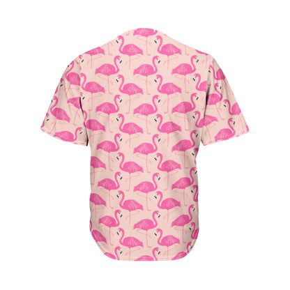Pink Flamingo Pattern Print Men's Baseball Jersey