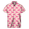 Pink Flamingo Pattern Print Men's Short Sleeve Shirt